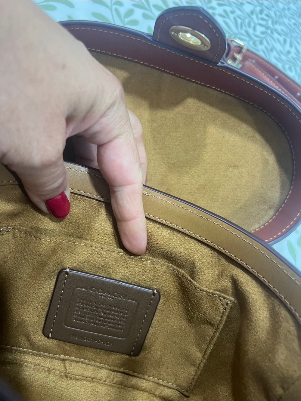 Coach Strawberry Print Signature Mini Top-Handle Bag in Red and Brown - Picture 8 of 8